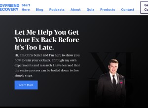 How exboyfriendrecovery.com looks like on a tablet such as an iPad.