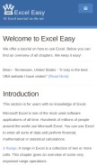 How excel-easy.com looks like on a mobile device such as an iPhone.