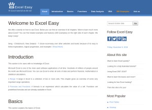 How excel-easy.com looks like on a tablet such as an iPad.