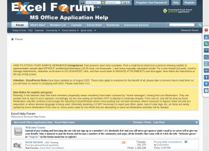 How excelforum.com looks like on a tablet such as an iPad.