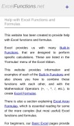 How excelfunctions.net looks like on a mobile device such as an iPhone.