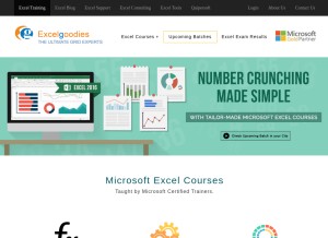 How excelgoodies.com looks like on a tablet such as an iPad.