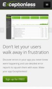 How exceptionless.io looks like on a mobile device such as an iPhone.