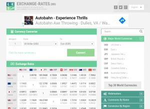 How exchange-rates.org looks like on a tablet such as an iPad.
