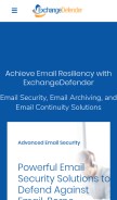 How exchangedefender.com looks like on a mobile device such as an iPhone.