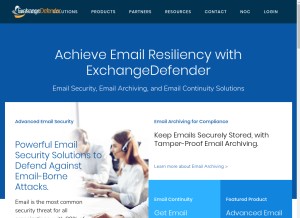 How exchangedefender.com looks like on a tablet such as an iPad.