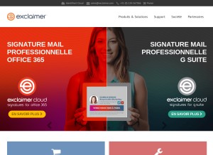 How exclaimer.com looks like on a tablet such as an iPad.