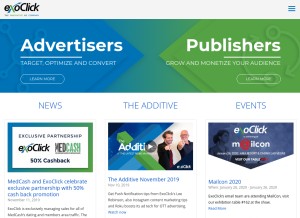 How exoclick.com looks like on a tablet such as an iPad.