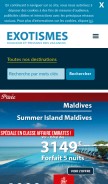 How exotismes.fr looks like on a mobile device such as an iPhone.
