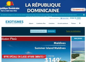 How exotismes.fr looks like on a tablet such as an iPad.