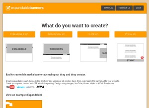 How expandablebanners.com looks like on a tablet such as an iPad.