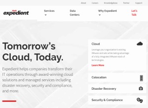How expedient.com looks like on a tablet such as an iPad.