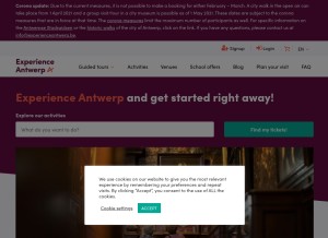 How experienceantwerp.be looks like on a tablet such as an iPad.