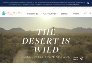How experiencescottsdale.com looks like on a tablet such as an iPad.