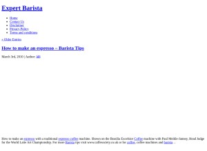 How expertbarista.com looks like on a tablet such as an iPad.