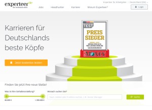 How experteer.de looks like on a tablet such as an iPad.