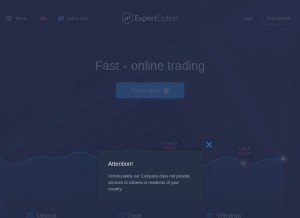 How expertoption.com looks like on a tablet such as an iPad.