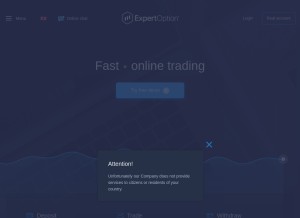 How expertoptionasia.com looks like on a tablet such as an iPad.