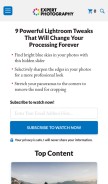 How expertphotography.com looks like on a mobile device such as an iPhone.
