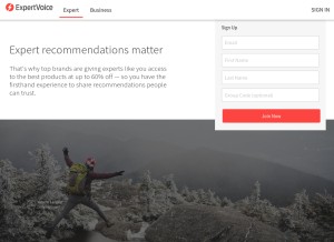 How expertvoice.com looks like on a tablet such as an iPad.