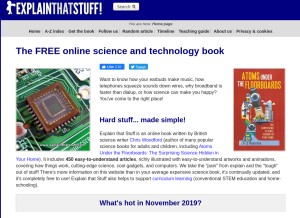 How explainthatstuff.com looks like on a tablet such as an iPad.