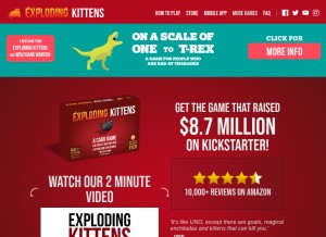 How explodingkittens.com looks like on a tablet such as an iPad.