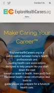 How explorehealthcareers.org looks like on a mobile device such as an iPhone.