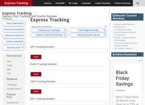 How expresstracking.org looks like on a tablet such as an iPad.