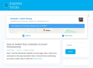 How expresstricks.com looks like on a tablet such as an iPad.