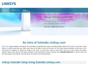 How extenderlinksyscom.com looks like on a tablet such as an iPad.