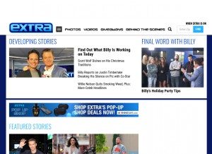 How extratv.com looks like on a tablet such as an iPad.