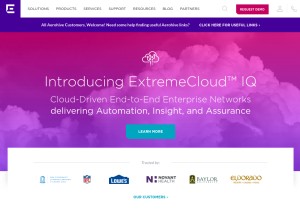 How extremenetworks.com looks like on a tablet such as an iPad.