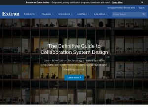 How extron.com looks like on a tablet such as an iPad.