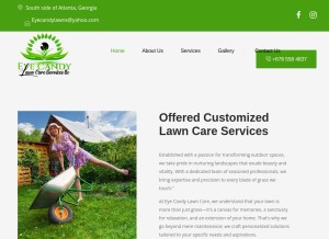 How eyecandylawncare.co looks like on a tablet such as an iPad.