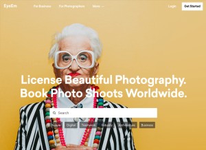 How eyeem.com looks like on a tablet such as an iPad.
