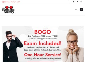 How eyeglassfactory.com looks like on a tablet such as an iPad.