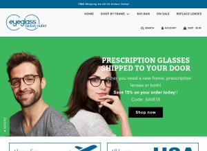 How eyeglassfactoryoutlet.com looks like on a tablet such as an iPad.