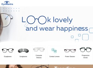 How eyemantraoptical.com looks like on a tablet such as an iPad.