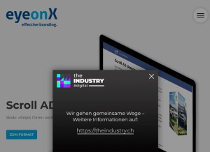 How eyeonx.ch looks like on a tablet such as an iPad.