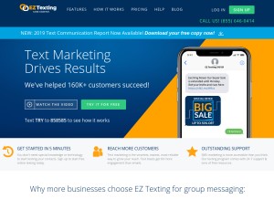 How eztexting.com looks like on a tablet such as an iPad.