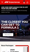 How f1experiences.com looks like on a mobile device such as an iPhone.
