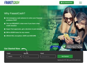 How faaastcash.com looks like on a tablet such as an iPad.