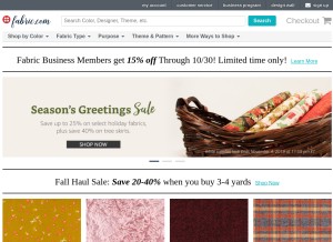 How fabric.com looks like on a tablet such as an iPad.