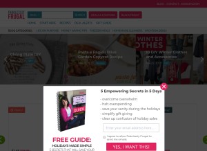 How fabulesslyfrugal.com looks like on a tablet such as an iPad.