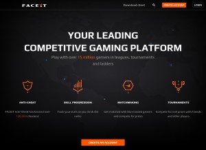 How faceit.com looks like on a tablet such as an iPad.