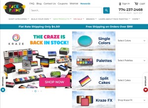 How facepaint.com looks like on a tablet such as an iPad.