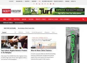 How facilityexecutive.com looks like on a tablet such as an iPad.