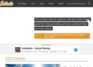 How factinate.com looks like on a tablet such as an iPad.