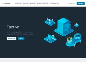 How factiva.com looks like on a tablet such as an iPad.