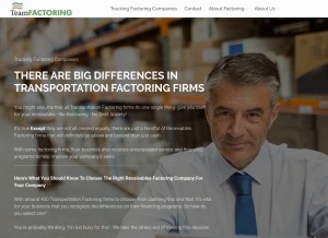How factortrucking.org looks like on a tablet such as an iPad.